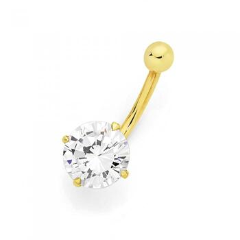 9ct Gold Cubic Zirconia Belly Bar