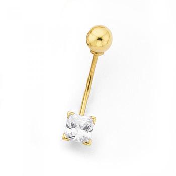 9ct, CZ Belly Bar