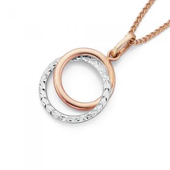 9ct Rose Gold Two Tone Double Circle Pendant