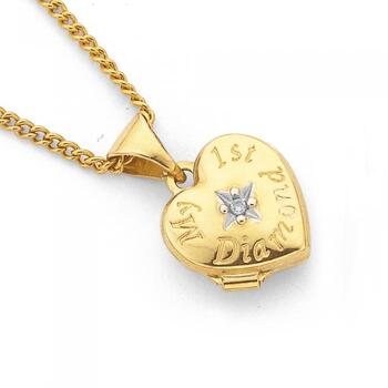 9ct Gold 'My 1st Diamond' Heart Locket