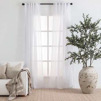 Beachley Sheer White Curtain Pair by Essentials