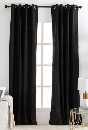 Malia Black Blockout Curtain Pair by Habitat
