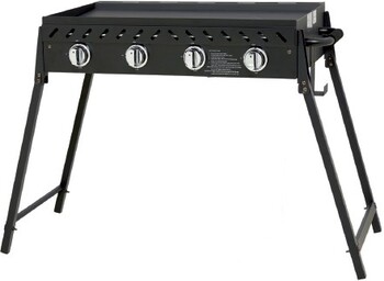 Grilled 4 Burner Solid Plate BBQ with Folding Legs