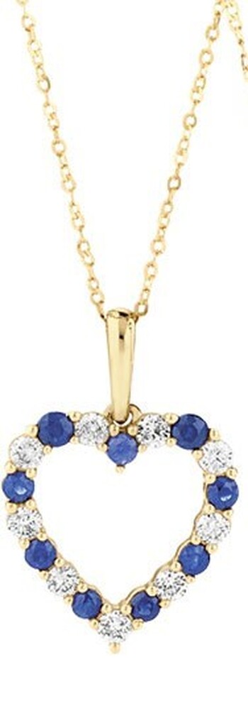 NEW Natural Ruby Heart Pendant 0.25 Carat TW of Diamonds in 10ct Yellow Gold^