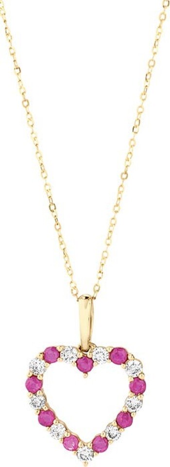 NEW Natural Emerald Heart Pendant with 0.25 Carat TW of Diamonds in 10ct Yellow Gold^