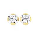 9ct-Gold-Cubic-Zirconia-Round-Brilliant-Cut-Semi-Bezel-Stud-Earrings Sale