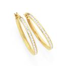 9ct-Gold-Cubic-Zirconia-Round-Brilliant-Cut-Channel-Set-Hoop-Earrings Sale