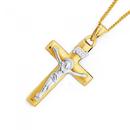 9ct-Gold-Two-Tone-Gents-31mm-Crucifix-Pendant Sale