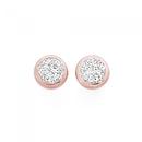 9ct-Rose-Gold-on-Silver-Crystal-Round-Stud-Earrings Sale