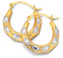 9ct-Gold-Two-Tone-Patterned-Creole-Earrings Sale