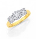 9ct-Gold-Two-Tone-Diamond-Trilogy-Cluster-Ring Sale