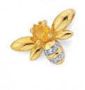 9ct-Gold-Citrine-Diamond-Bumble-Bee-Pendant Sale