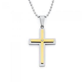Steel-Gold-Plate-Cross on sale