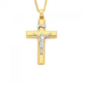 9ct-Gold-Two-Tone-Gents-Wide-Crucifix-Inri-Pendant on sale
