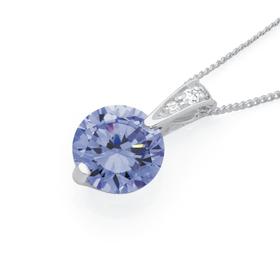Silver-Lavender-CZ-Solitaire-Pendant on sale