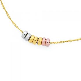 9ct-Gold-25cm-Tri-Tone-Rings-Of-Luck-Anklet on sale