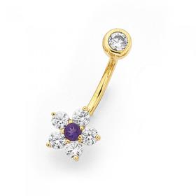 9ct-Gold-Amethyst-Cubic-Zirconia-Flower-Bananabel on sale