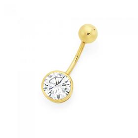 9ct-Gold-CZ-Belly-Bar on sale