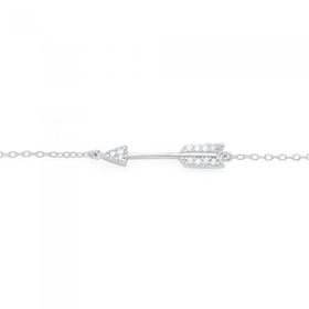 Silver-25cm-CZ-Arrow-Anklet on sale