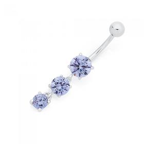 Silver-Lavender-CZ-Drop-Belly-Bar on sale
