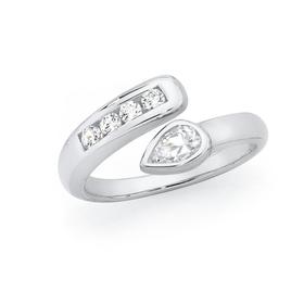 Silver-Cubic-Zirconia-Teardrop-Toe-Ring on sale