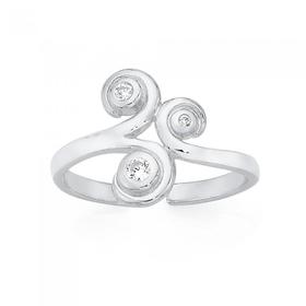 Silver-Cubic-Zirconia-Swirl-Toe-Ring on sale