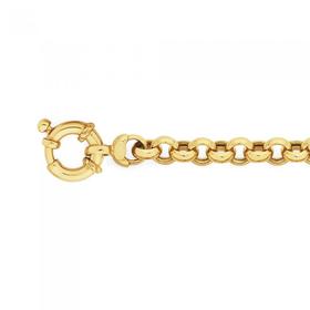 9ct-Gold-on-Silver-Hollow-19cm-Belcher-Bracelet-with-Bolt-Ring on sale
