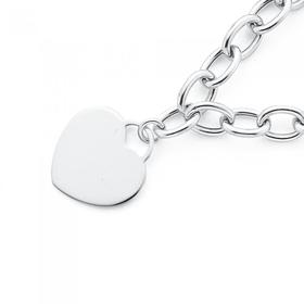 Sterling-Silver-Heart-Charm-Cable-Bracelet on sale
