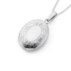Sterling-Silver-Oval-Engraved-Locket on sale