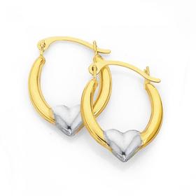 9ct-Gold-Two-Tone-Heart-Creole-Earrings on sale