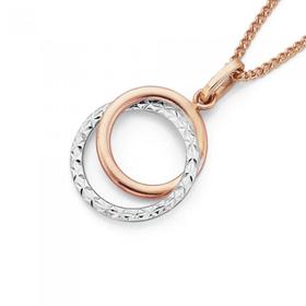 9ct-Rose-Gold-Two-Tone-Double-Circle-Pendant on sale