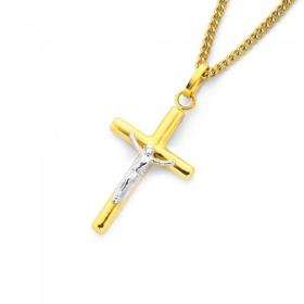 9ct-Gold-Two-Tone-20mm-Crucifix-Pendant on sale