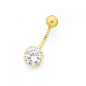9ct-Cubic-Zirconia-Bezel-Belly-Bar on sale