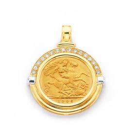 9ct-Gold-Diamond-Set-Half-Sovereign-Enhancer-Pendant on sale