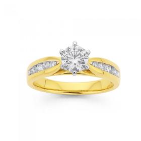 18ct-Gold-Round-Brilliant-Cut-Diamond-Engagement-Ring-with-Shoulder-Stones on sale