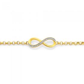 9ct-Gold-Diamond-19cm-Infinity-Bracelet on sale