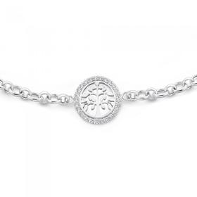 Sterling-Silver-Cubic-Zirconia-Tree-Of-Life-Bracelet on sale