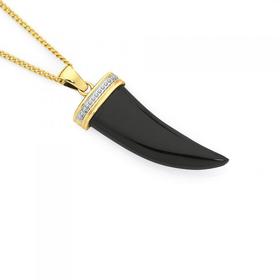 9ct-Gold-Two-Tone-Onyx-Whale-Tooth-Pendant on sale