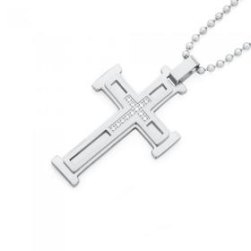 Steel-CZ-Cross-Pendant on sale