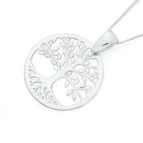 Silver-Round-Tree-of-Life-Plain-and-Matt-Reversible-Pendant on sale