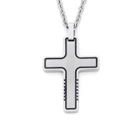 MY-Steel-Polish-Matte-Lines-Border-Cross-Pendant on sale