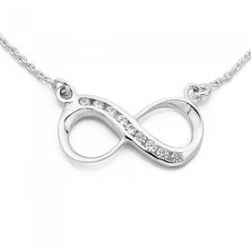 Sterling-Silver-Cubic-Zirconia-Infinity-Necklet on sale