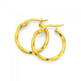 9ct-Gold-2x15mm-Twist-Hoop-Earrings on sale