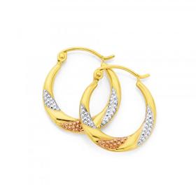 9ct-Gold-Tri-Tone-Pleated-Creole-Earrings on sale