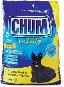 Chum-Dry-Dog-Minis-Food-15kg-Chicken-Beef-Vegetable on sale