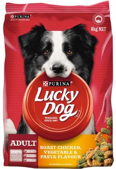 Purina-Lucky-Dog-Dry-Dog-Food-8kg-Roast-Chicken-Vegetable-Pasta on sale