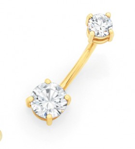 9ct-Gold-Double-Round-CZ-Belly-Bar on sale