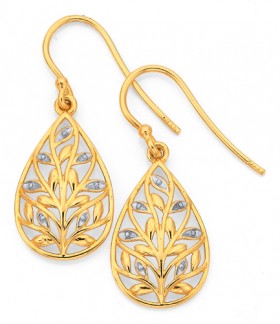 9ct-Gold-Two-Tone-Tree-of-Life-Earrings on sale
