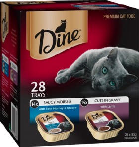 Dine-28-Pack-Cat-Food-Tray-Varieties-85g on sale