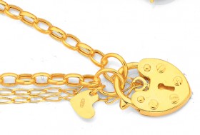 9ct-Gold-19cm-Hollow-Belcher-Padlock-Bracelet on sale